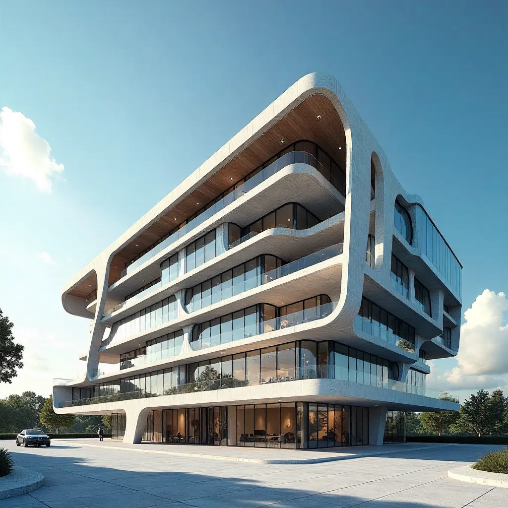 Azure Sky Modern Architecture: A Geometric Marvel
