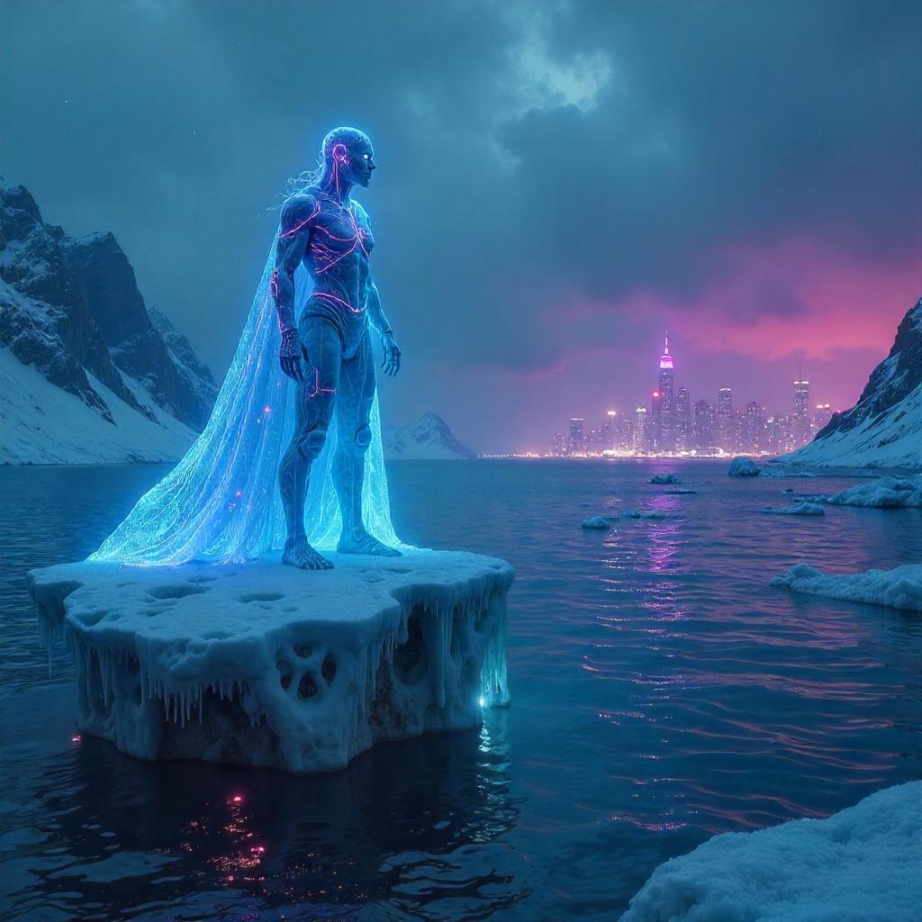 Neon Banshee on a Floating Iceberg