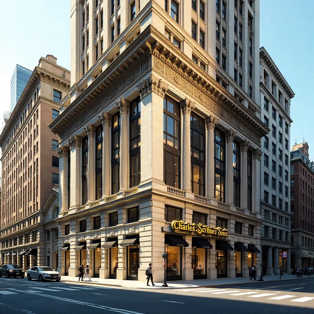 Beaux-Arts Scribner's Sons Building, NYC at Golden Hour