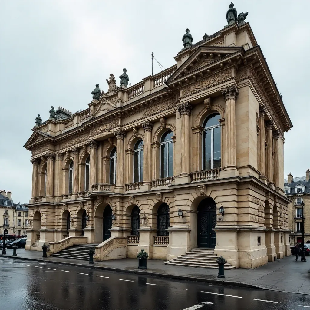 Elegant Petit Palais Facade on a Cloudy Paris Day