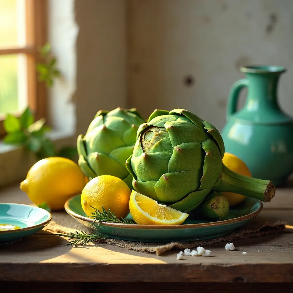 Mediterranean Still Life: Artichokes and Lemons