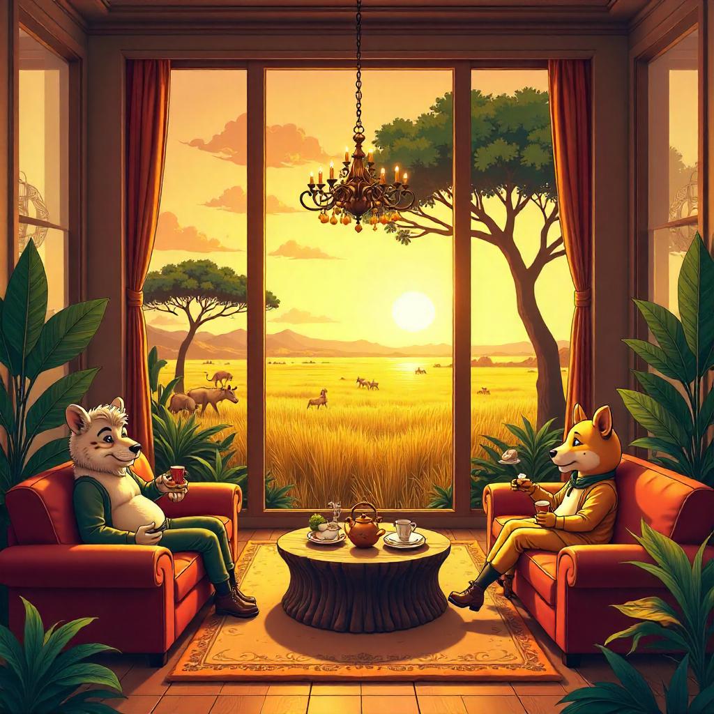 Whimsical Savanna in a Grand Mansion