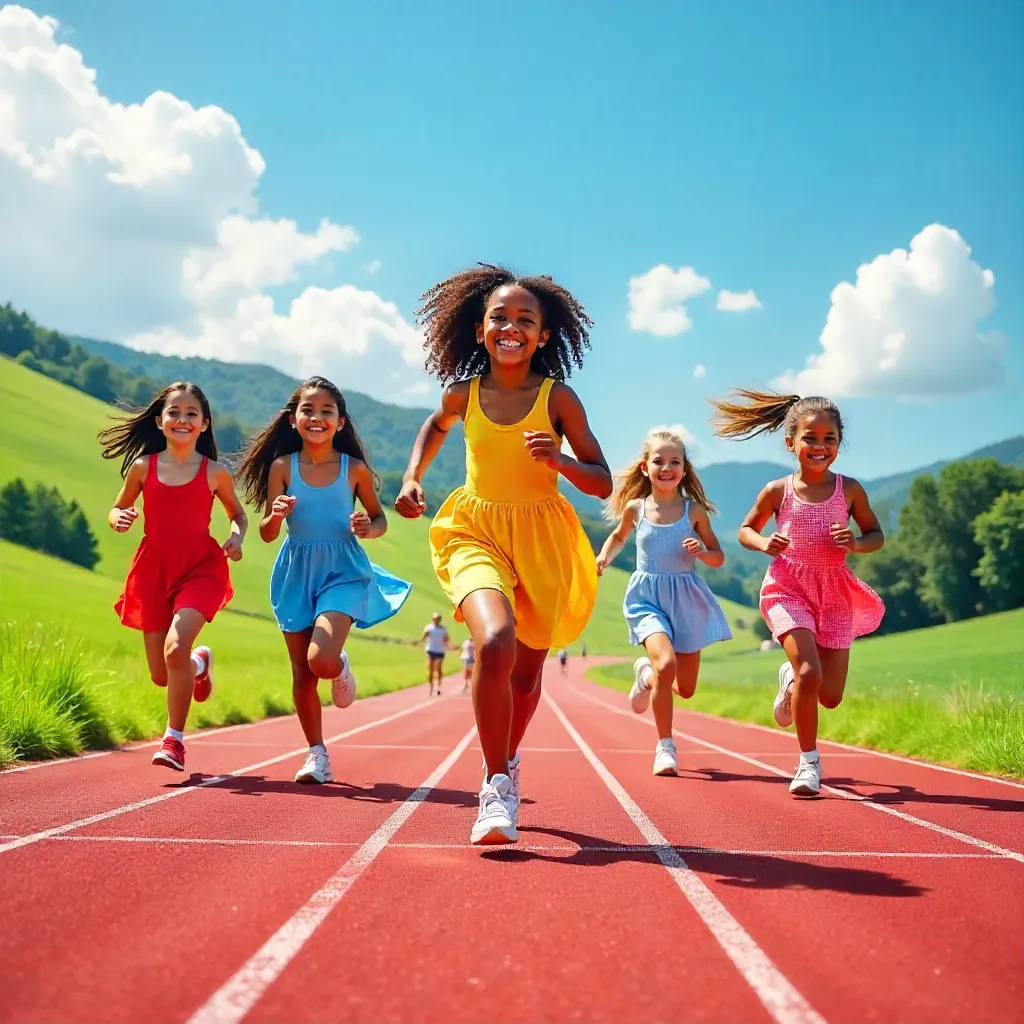 Hillside Track Run in Colorful Dresses