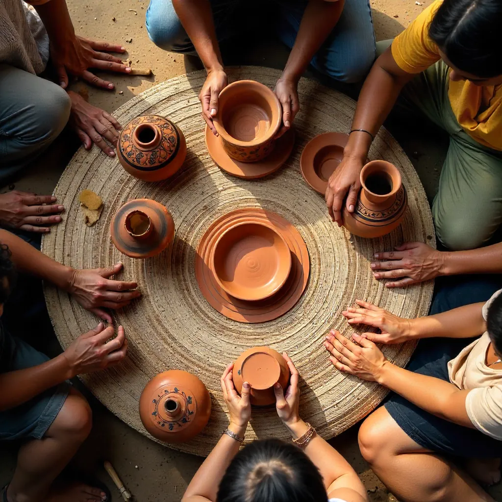 Top-Down Traditional Pottery Craftsmanship