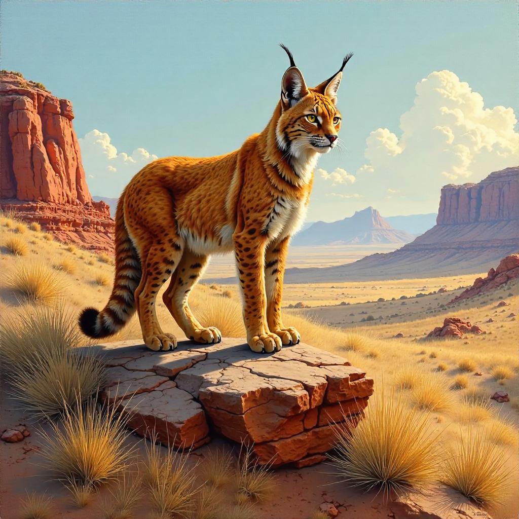 Lynx in the Badlands — Oil Painting