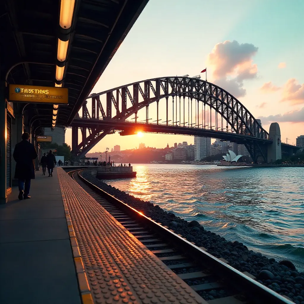 Sydney Harbour Bridge: Trainside Skyline View