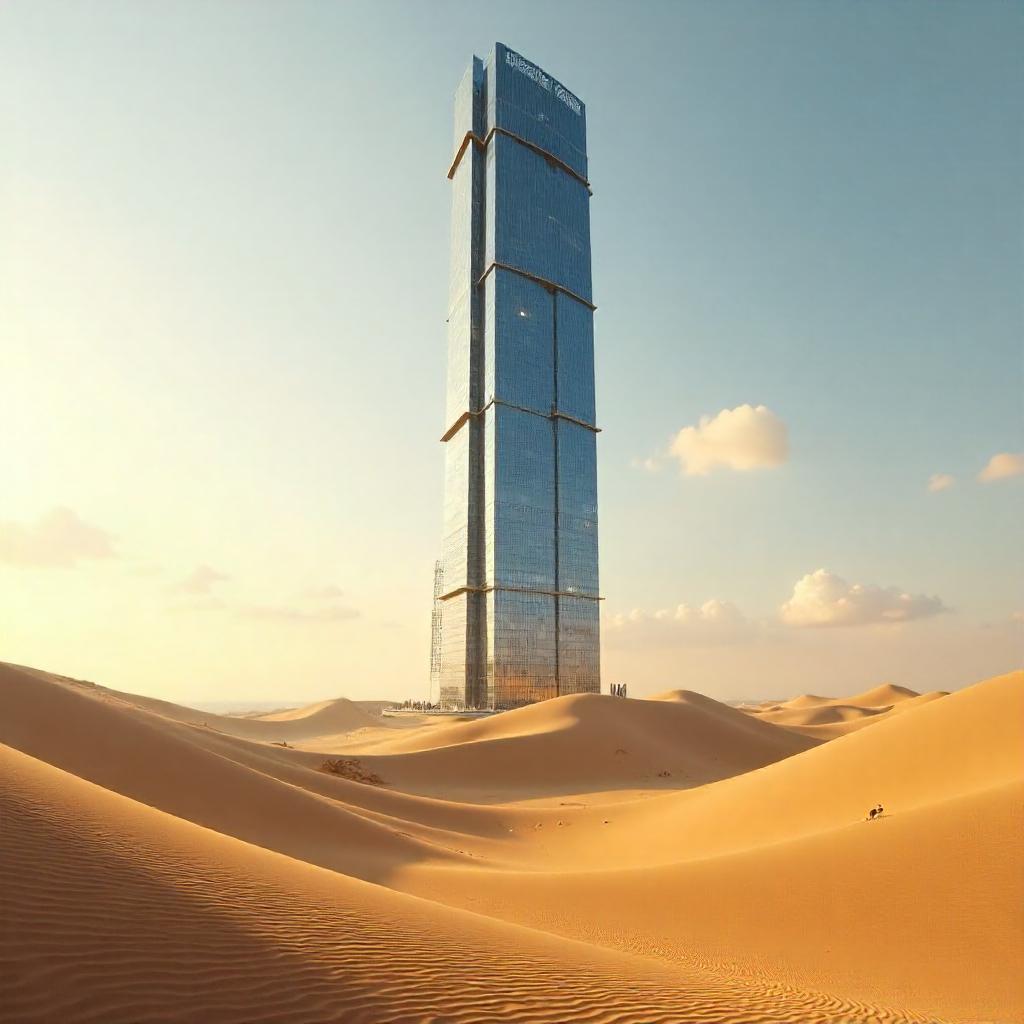 Desert Skyscraper: 3D Render in Sand Dunes
