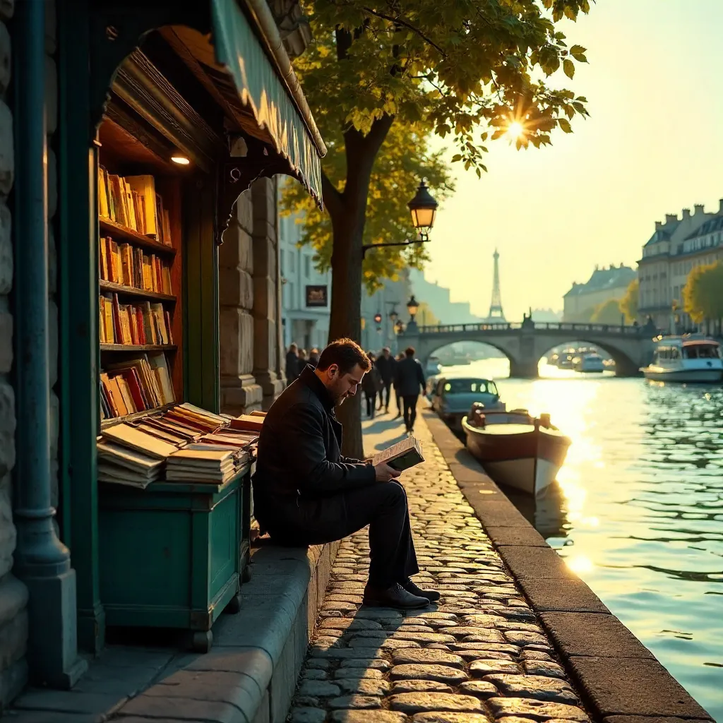 Reading by the Seine at a Paris Bouquiniste