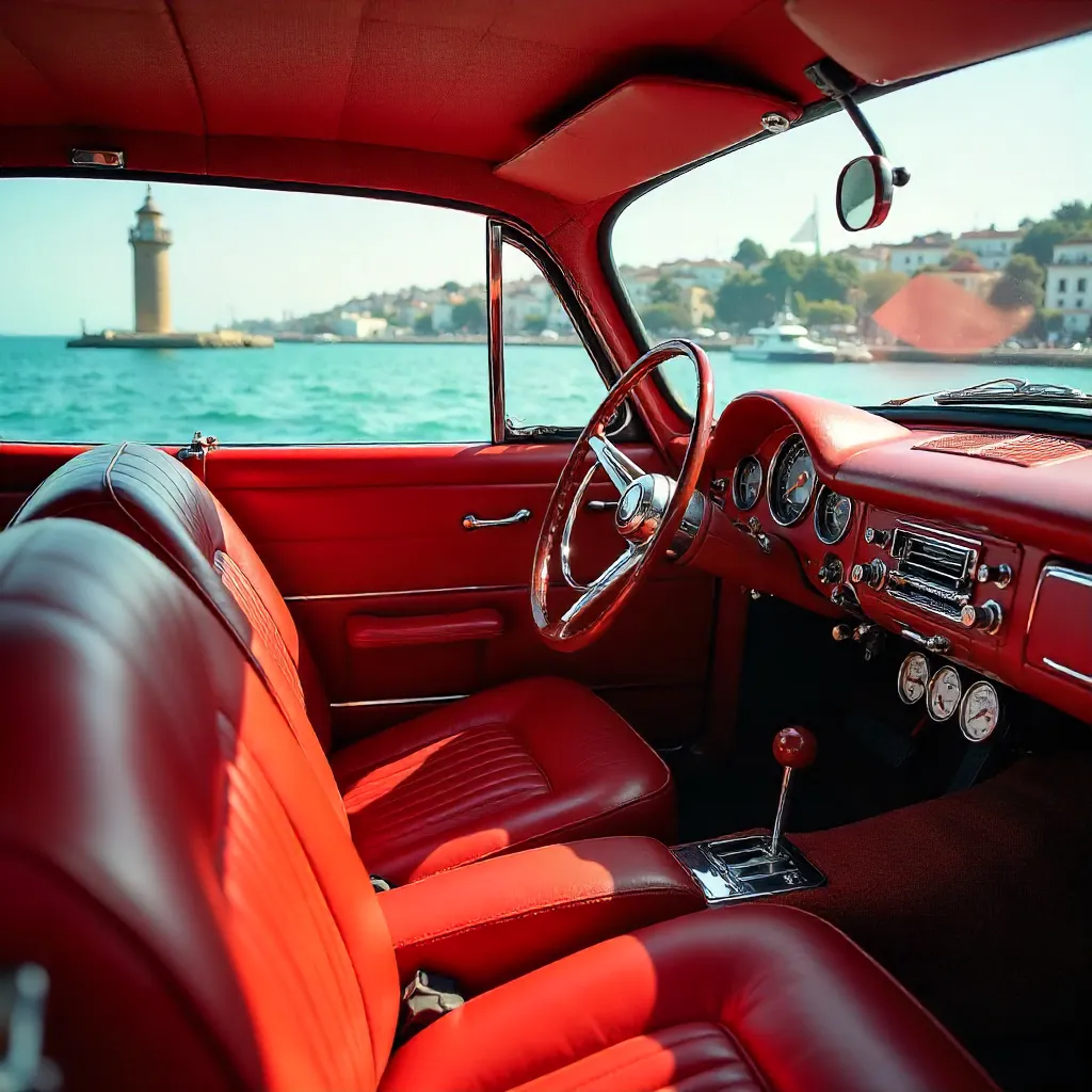 Rosy Red Classic Car Interior in İzmir