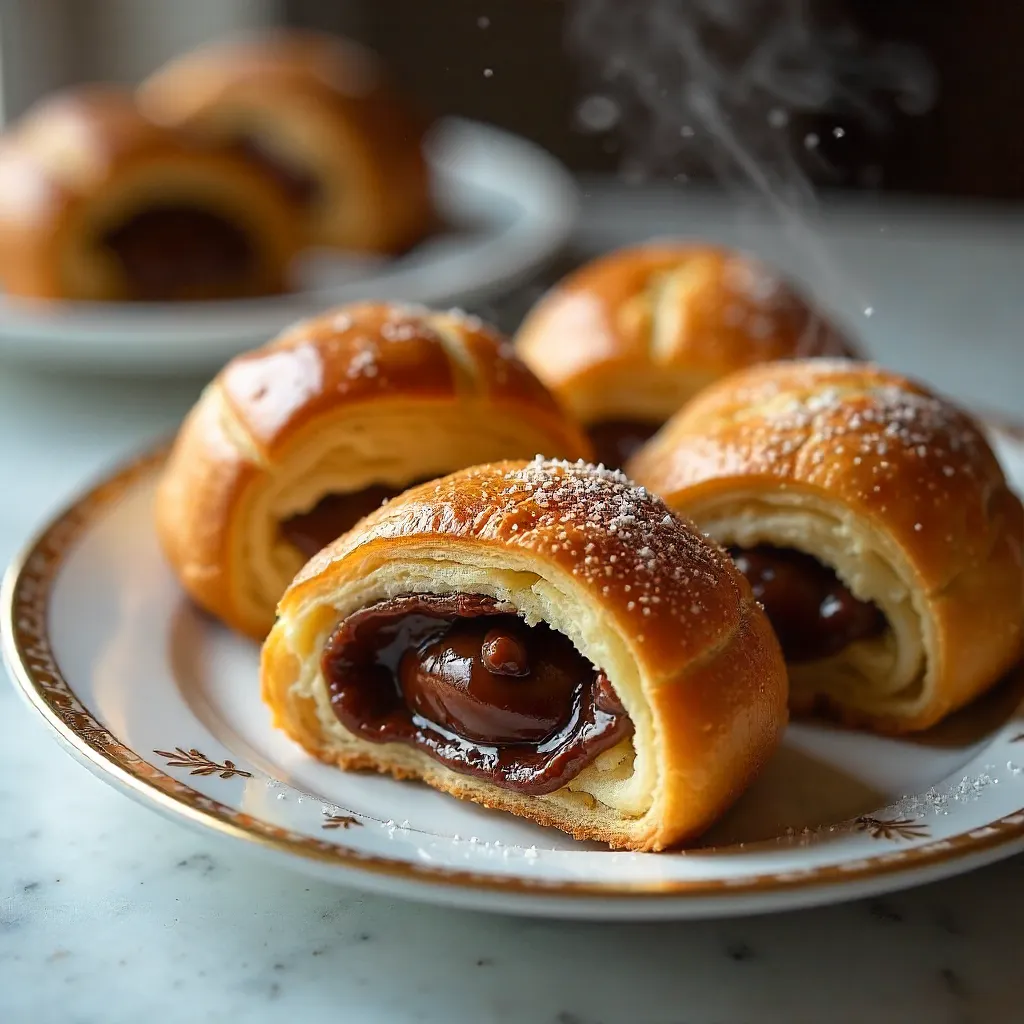 Fresh Pain au Chocolat on Marble Plate