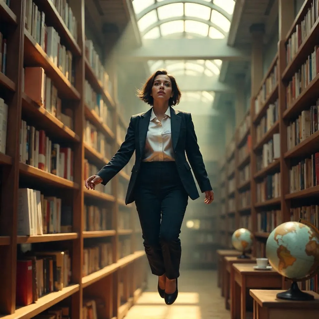 Zero-Gravity Librarian in a Floating Library