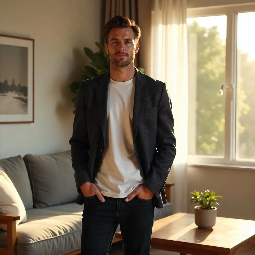 Stylish White Man at Home, Photorealistic