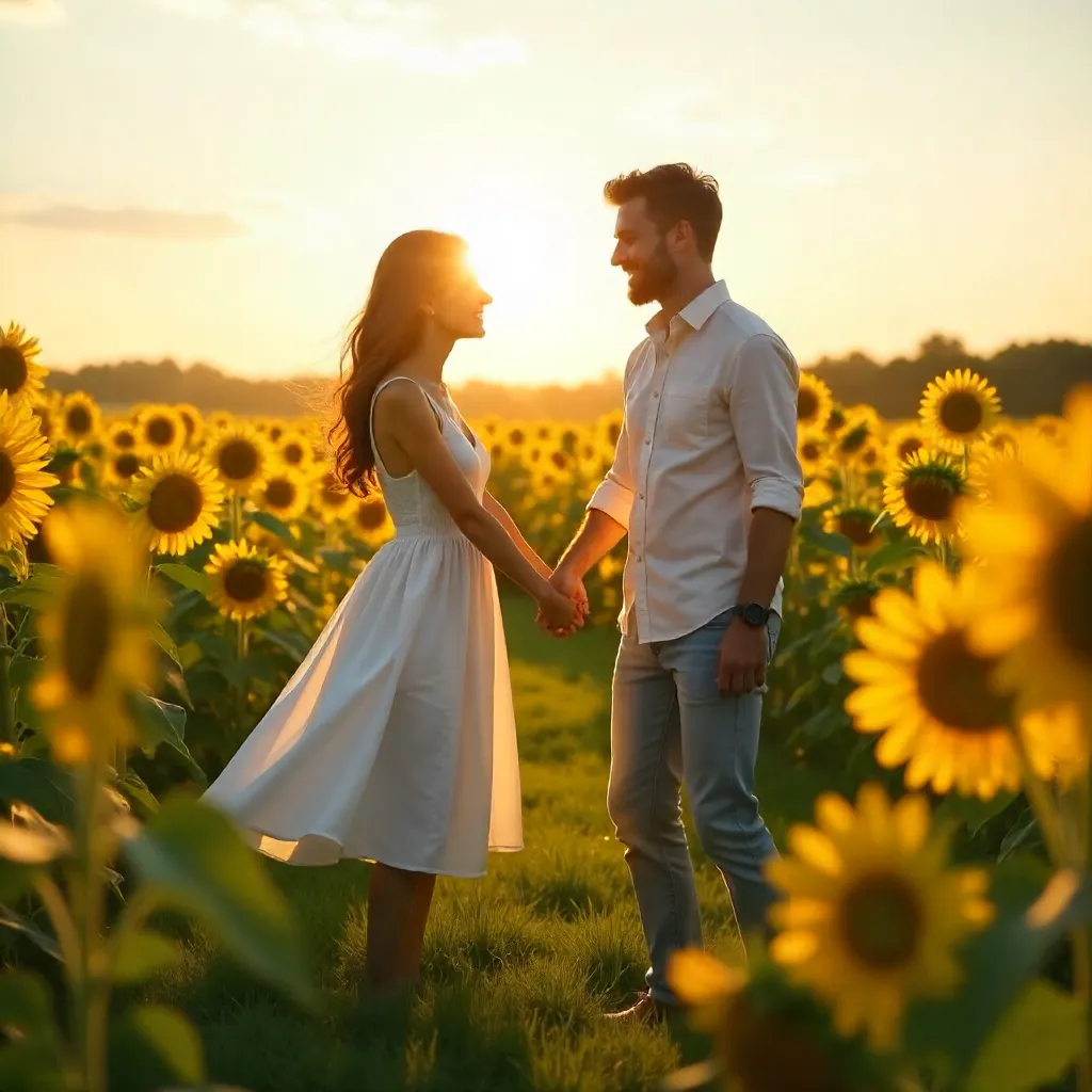 Dancing Lovers in a Sunflower Field