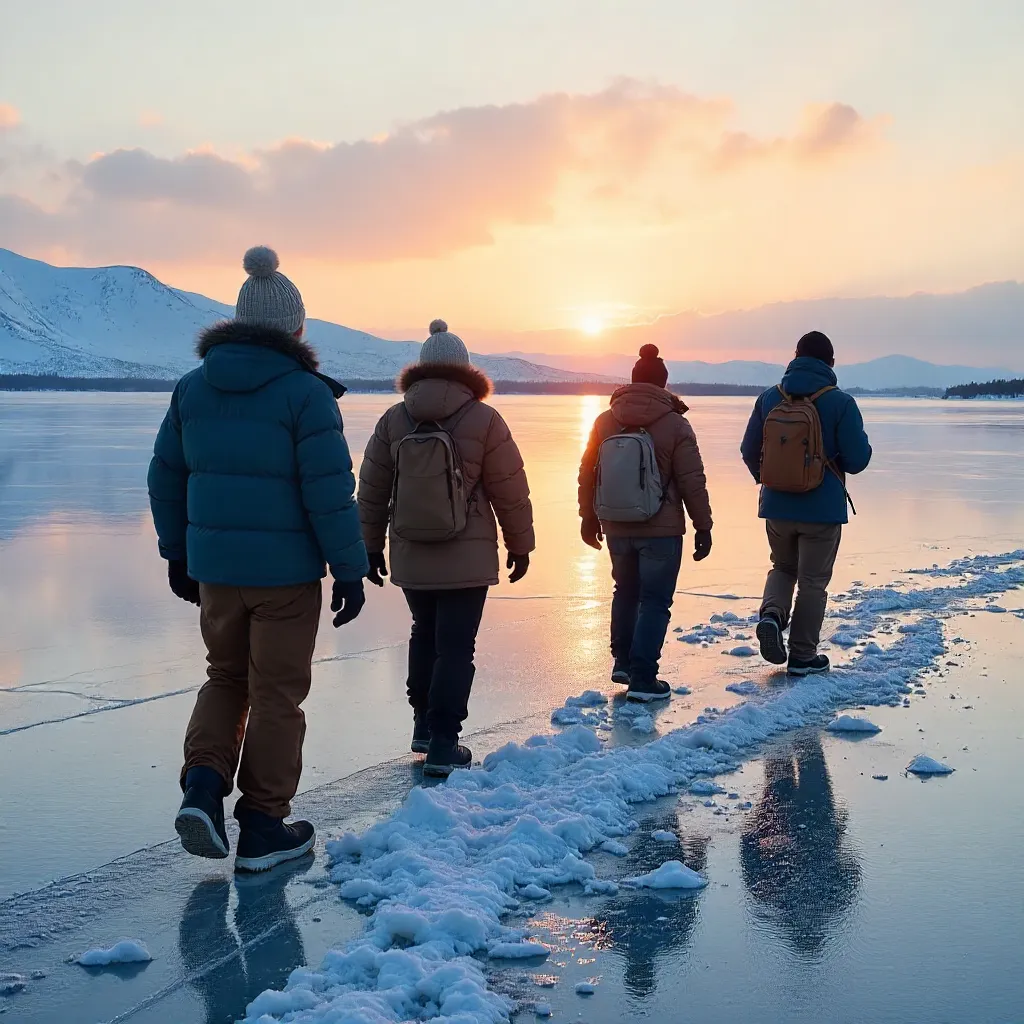 Five at Sunset on a Frozen Akmola Lake