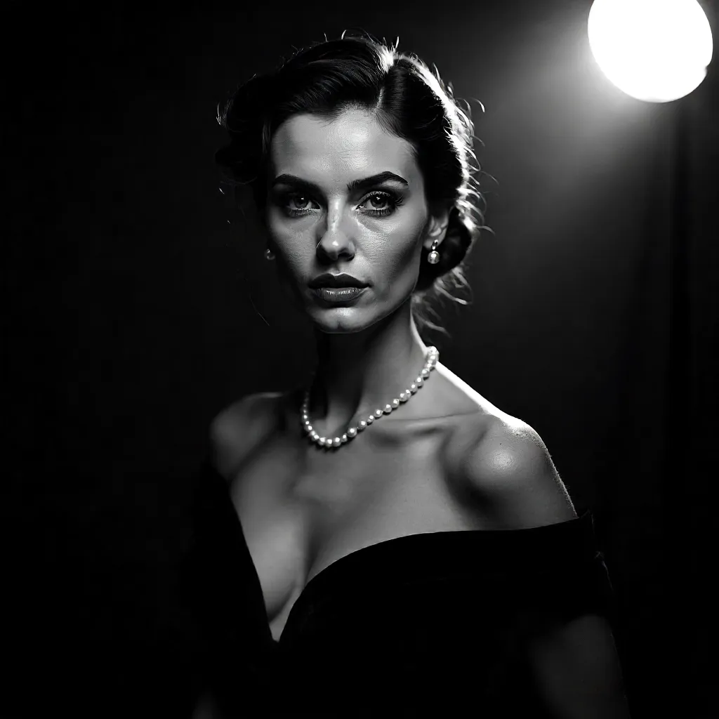 Noir Spotlight: Elegant Black-and-White Portrait