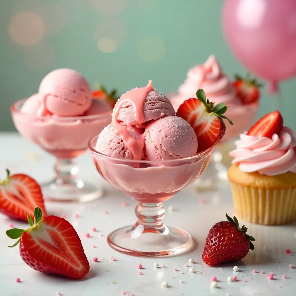Festive Strawberry Ice Cream and Cupcake Celebration