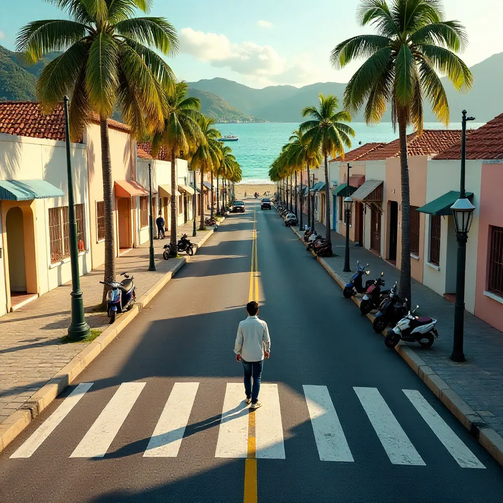 Aerial Crosswalk Solitude in Florianópolis
