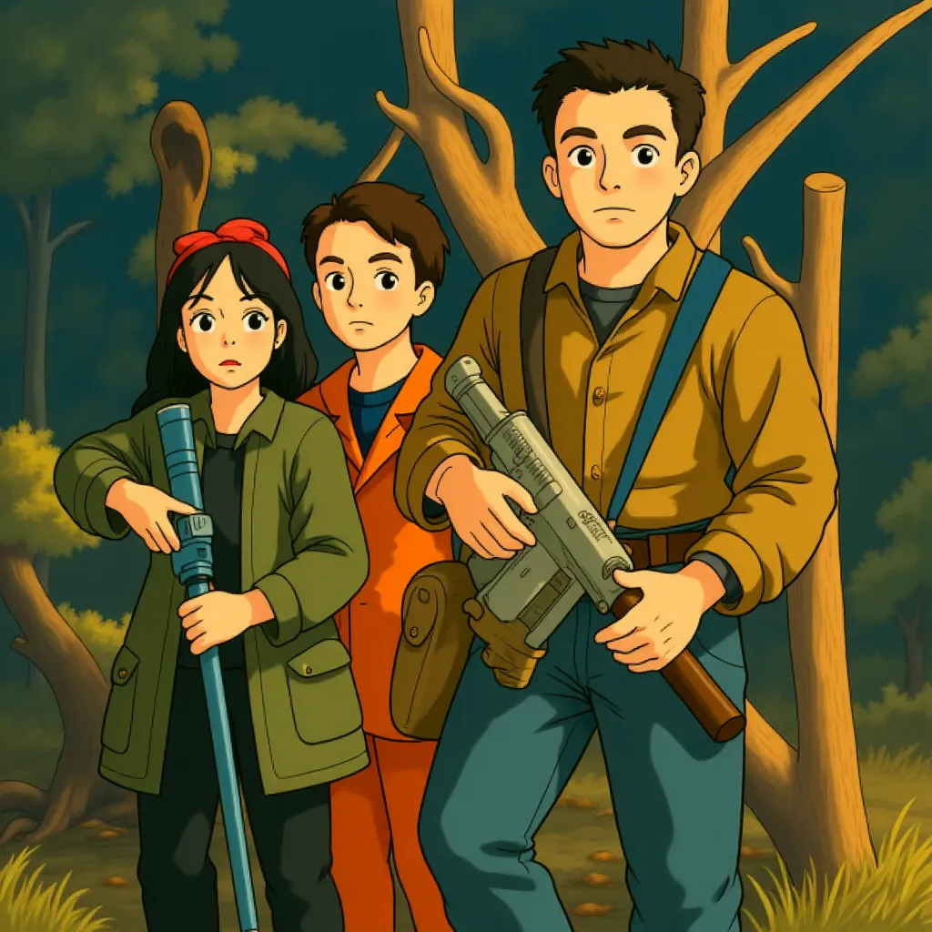 Adrien Brody, Alice Braga, and Walton Goggins in Predators (2010) - Anime style