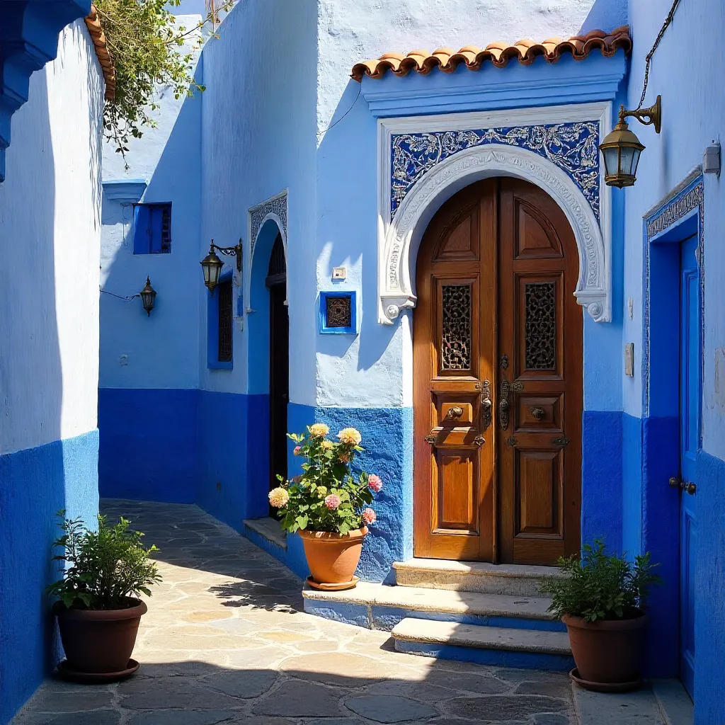 Striking Blue Facade in Chefchaouen's Old Town