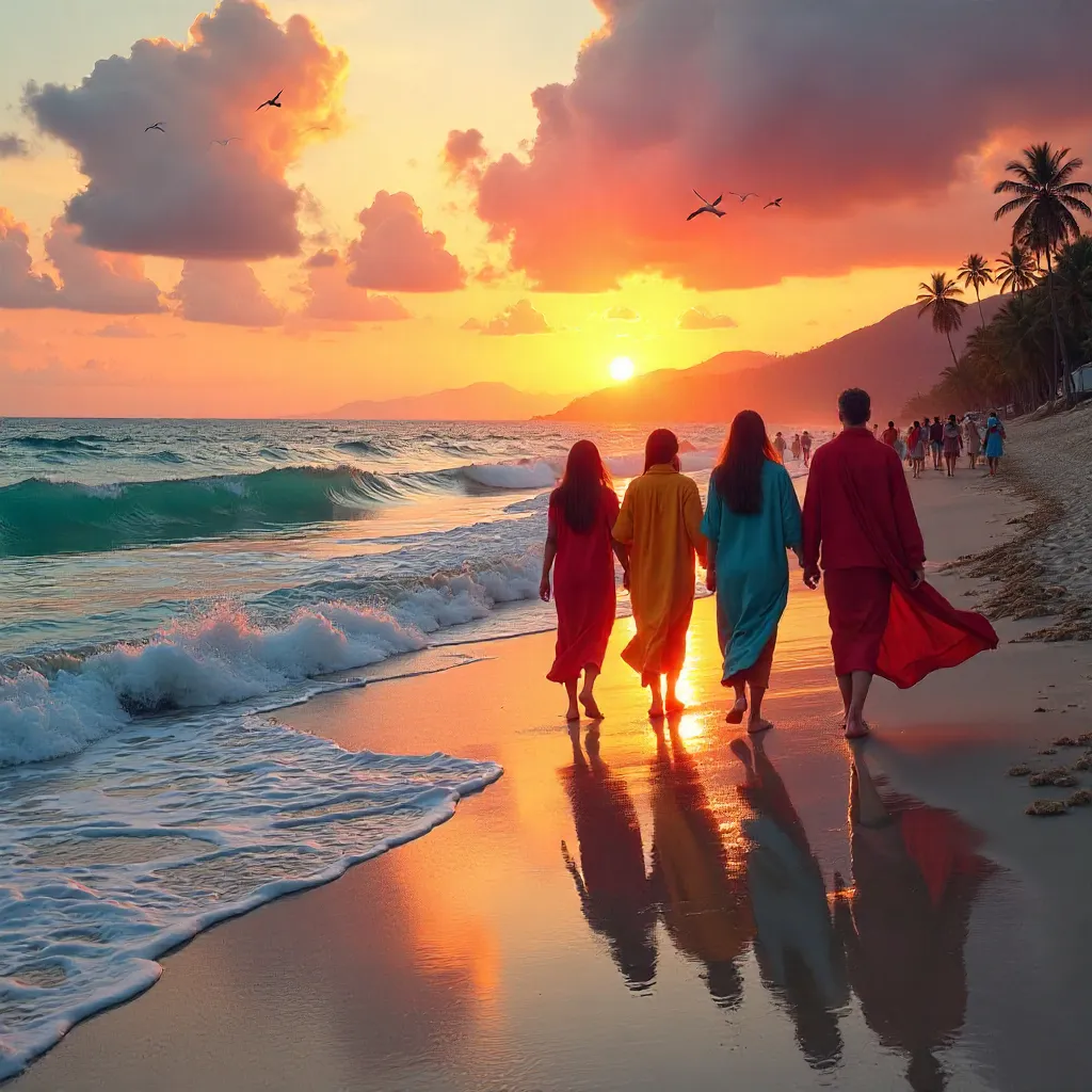 Colorful Parade at Sunset Beach