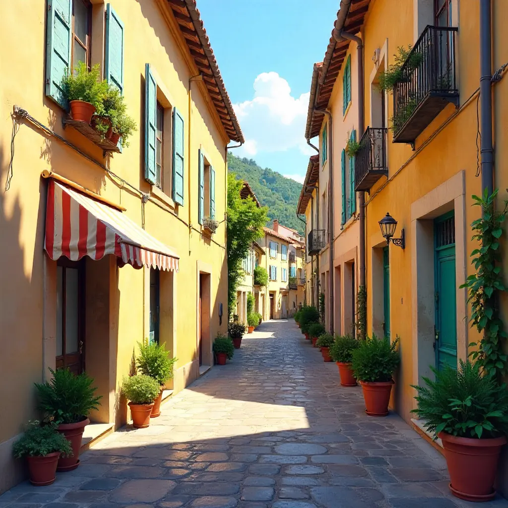 Vibrant Provençal Alleyway of Colorful Facades