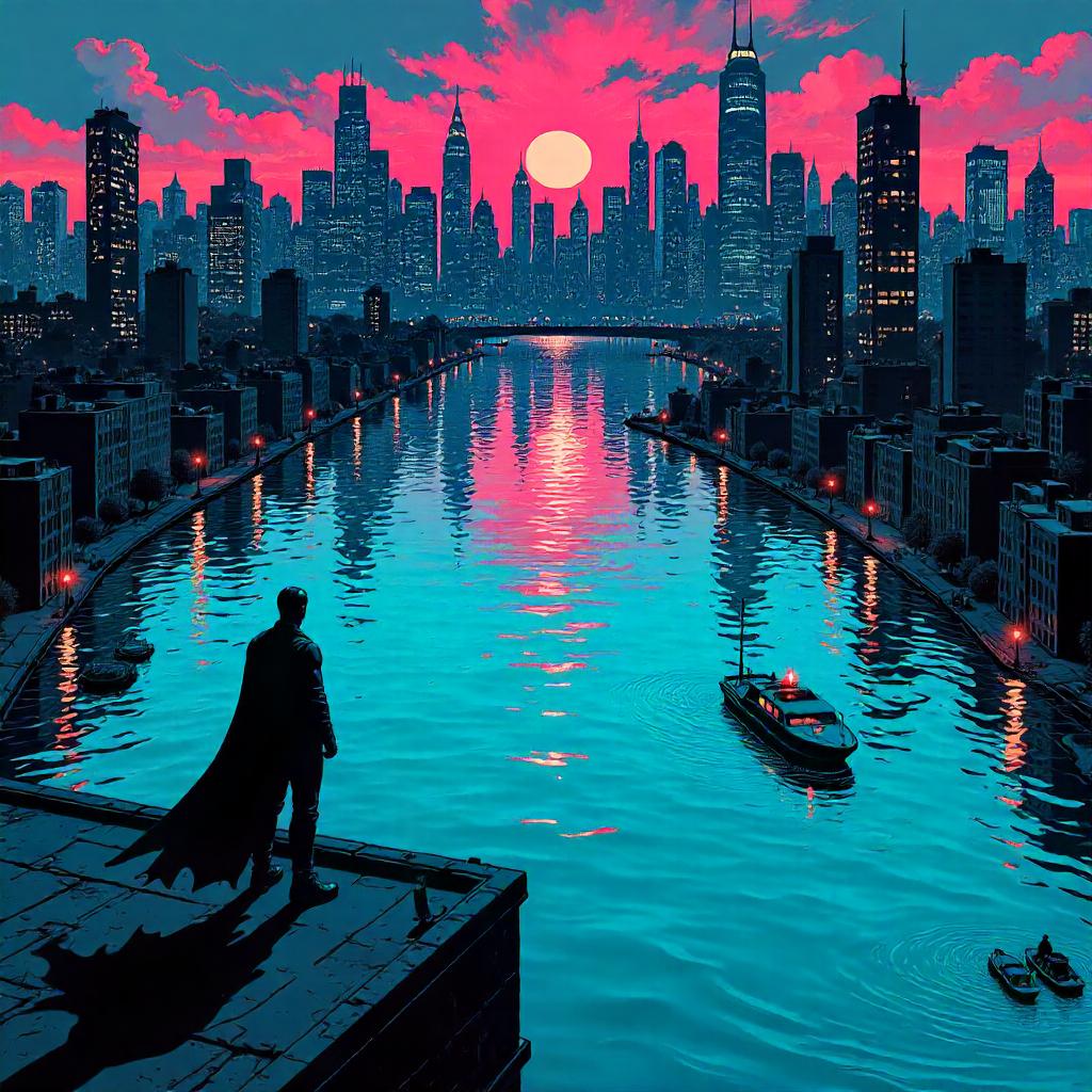 Flooded City Lake in Comic Book Style