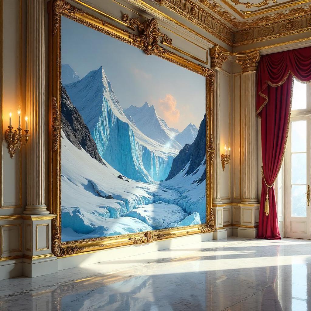 Glacier Oil Painting in a Palatial Hall