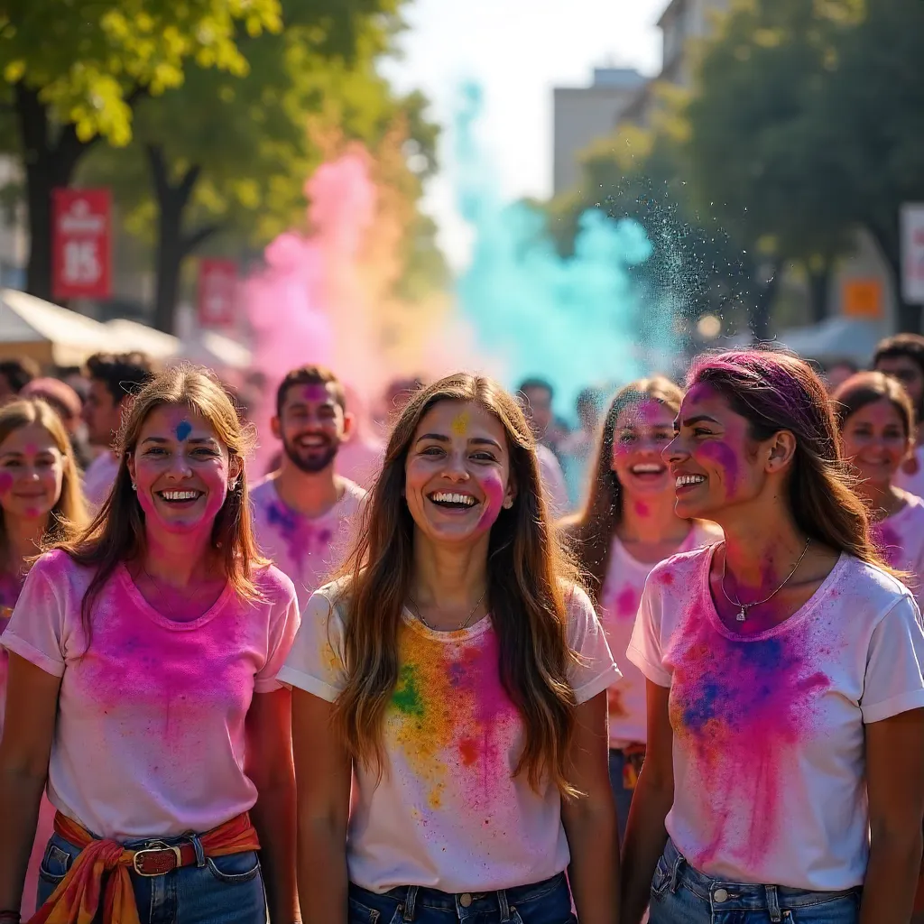Joyful Holi Outdoors: Vibrant Colors and Laughter