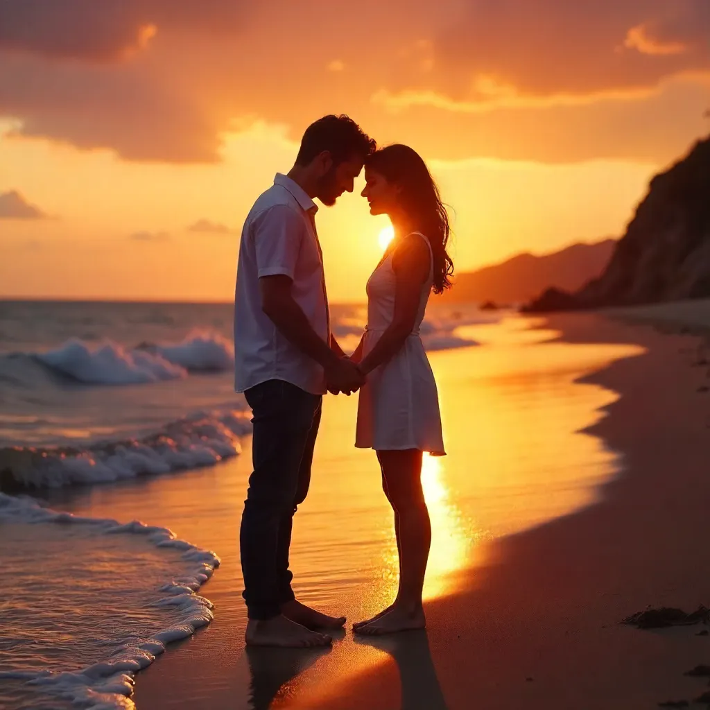 Sunset Embrace by the Ocean