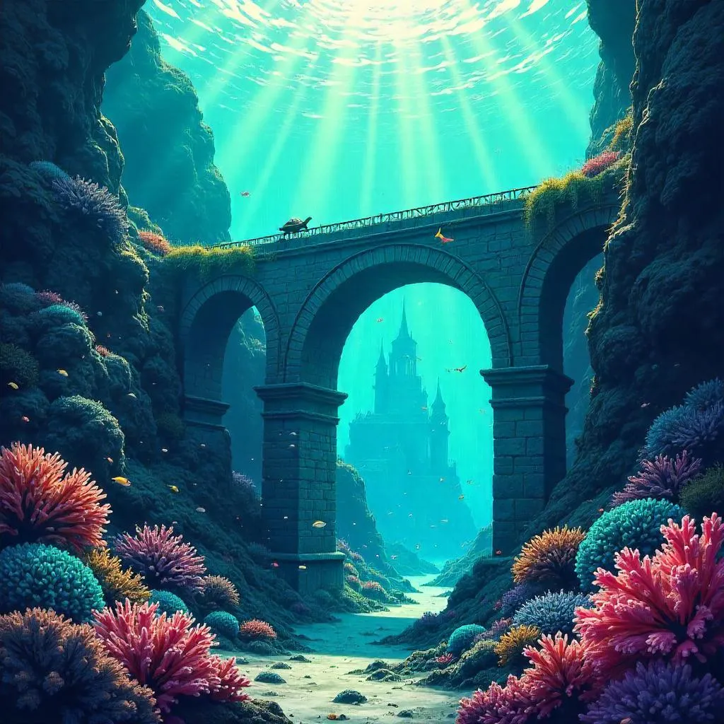Submerged Anime Bridge Under the Sea