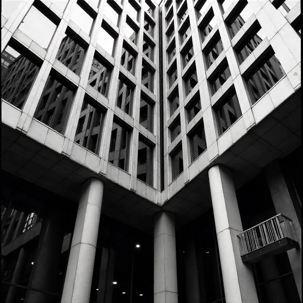 Monochrome Modern Architecture: Vertical Lines & Windows