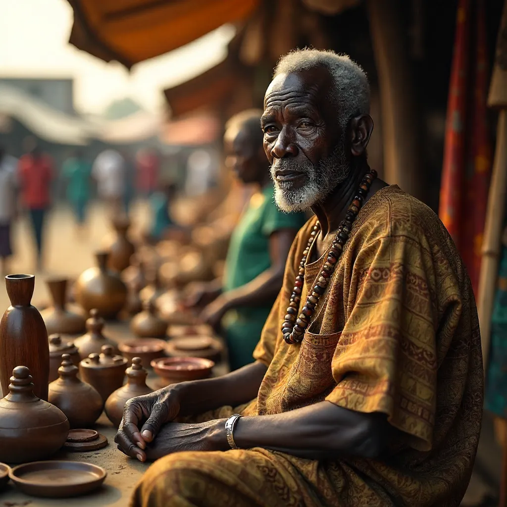 Golden Hour at a Nigerian Market: Crafts and Art