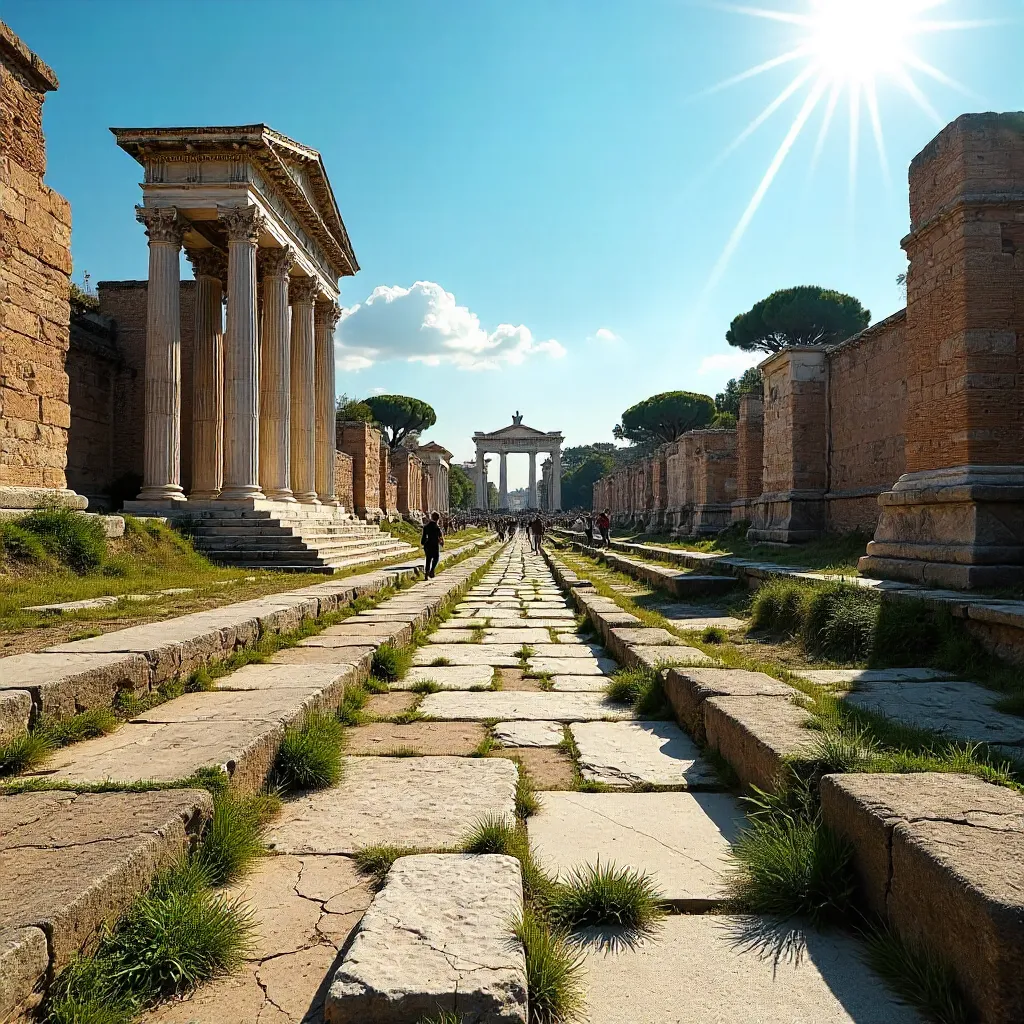 Bright Sky over the Roman Forum: Ancient Ruins