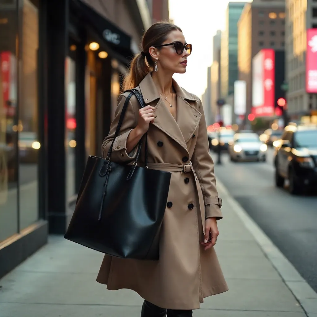 Urban Chic: Modern Woman with Tote Bag
