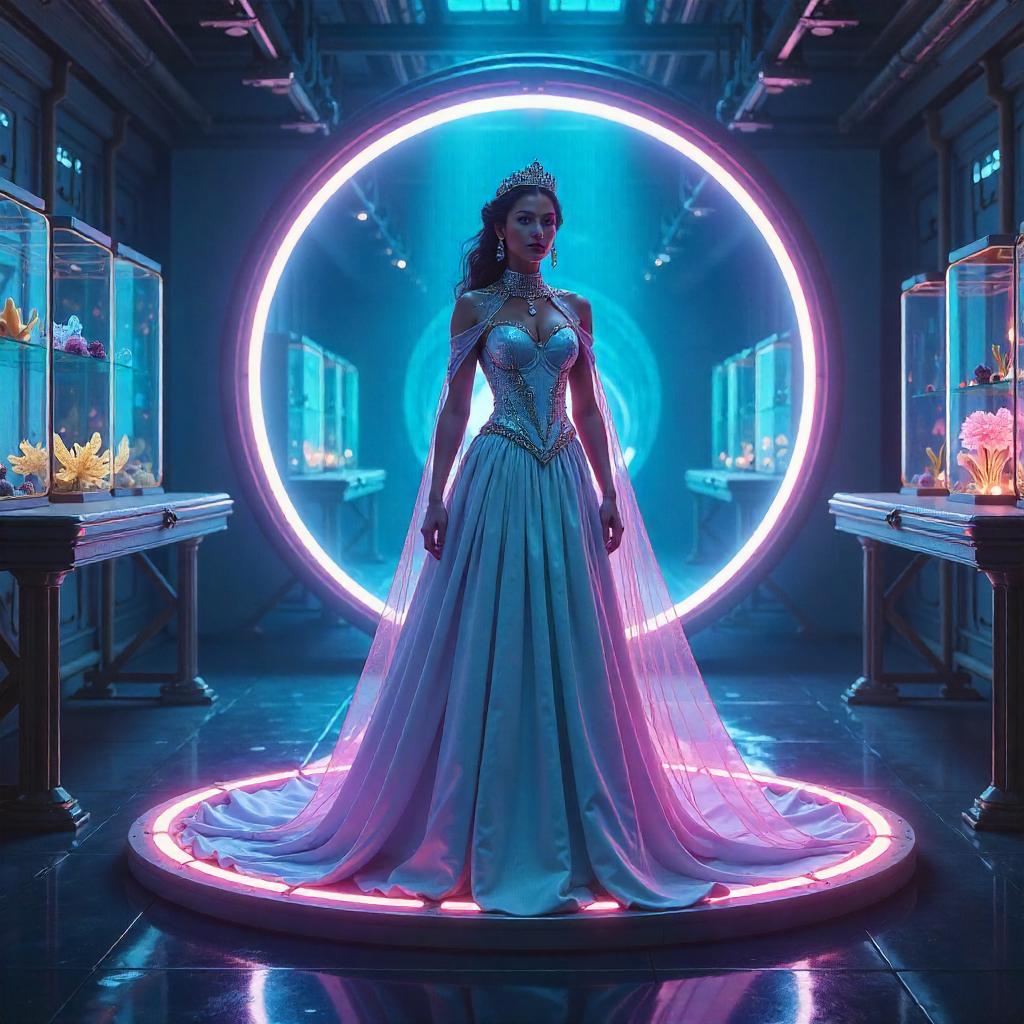 Princess in a Neon Portal Lab