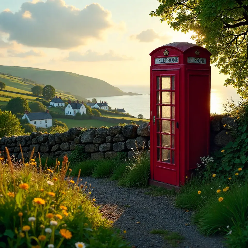 Red Telephone Box in Lush Avoch Countryside, Scotland