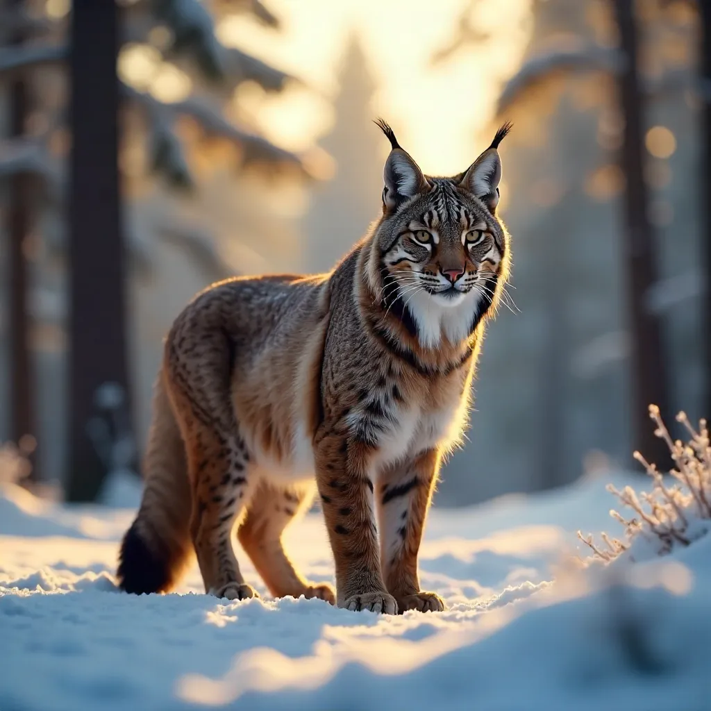 Graceful Lynx in a Boreal Forest