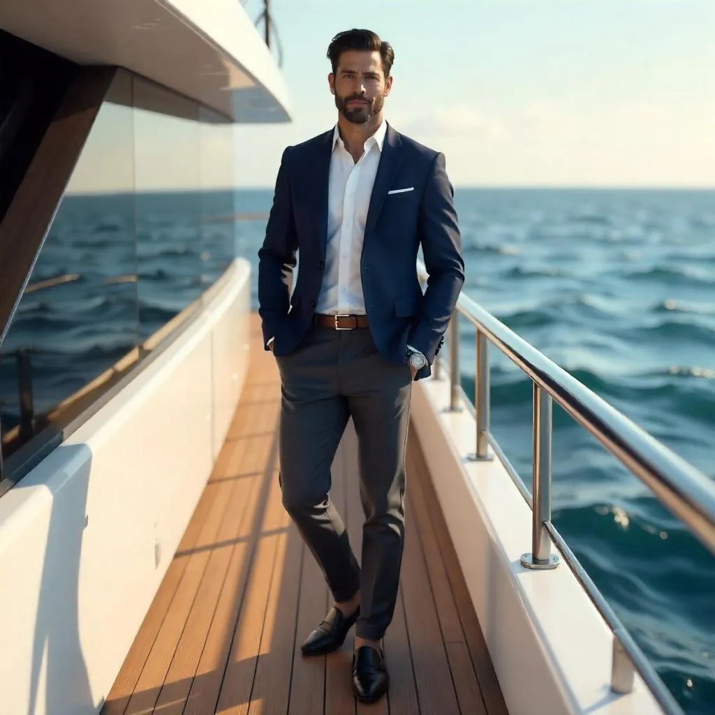 Professional Latino Man on a Modern Yacht – 3D Render