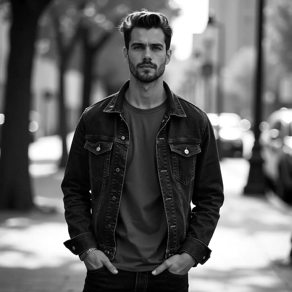 Casual Black & White Outdoor Portrait of a Male Model