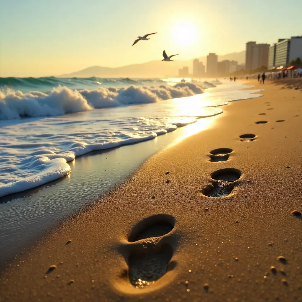Sneaker Footprints on Mar del Plata Shore