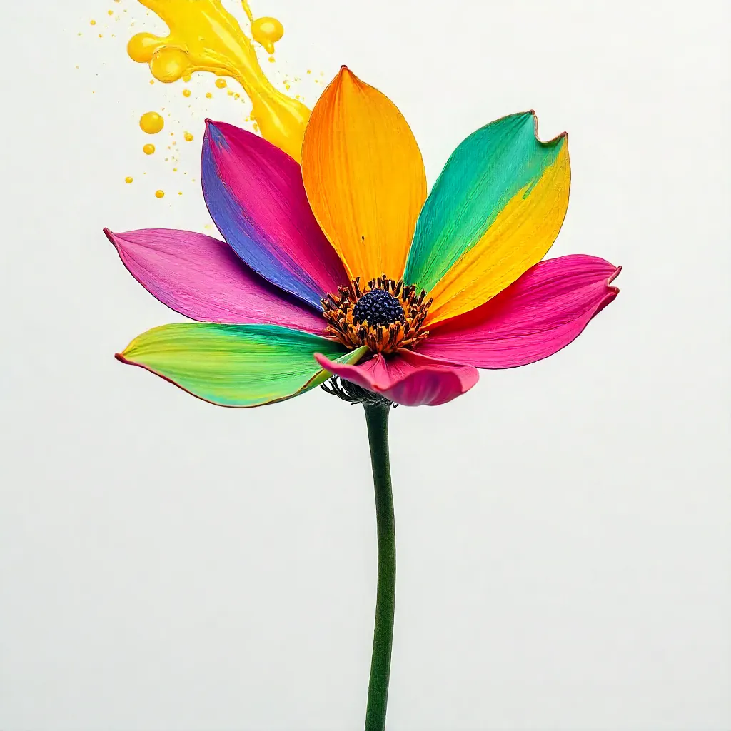 Vibrant Single Stem with Yellow Splash