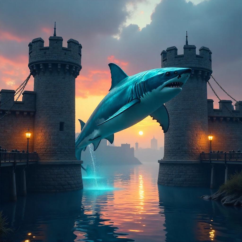 Shark Through the Drawbridge: Surreal Digital Art