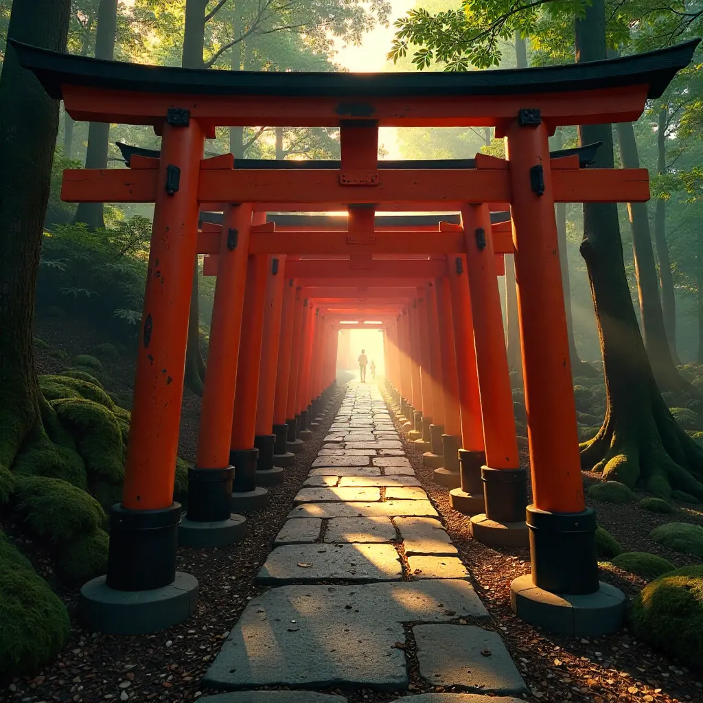 Serene & Dramatic Path Through Kyoto's Torii Gates
