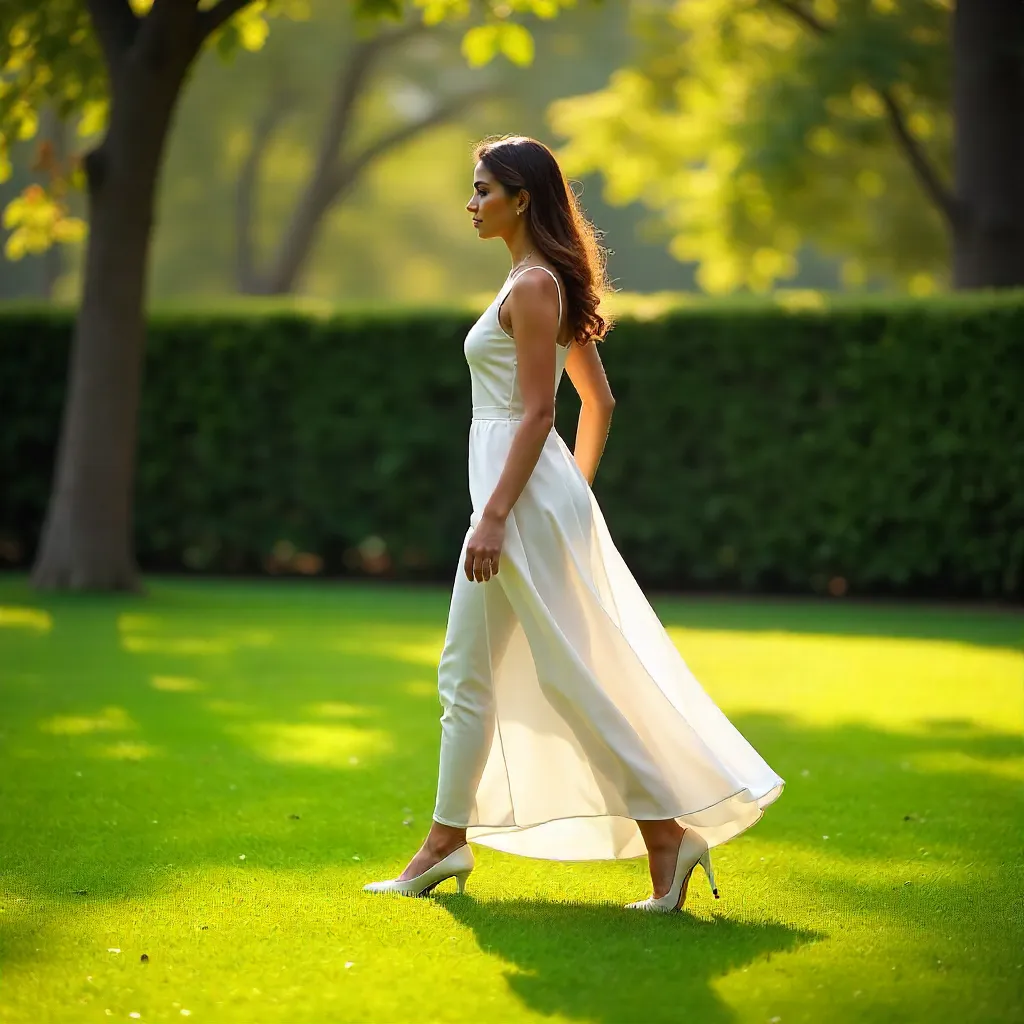 Elegance on the Green: Woman in White Heels