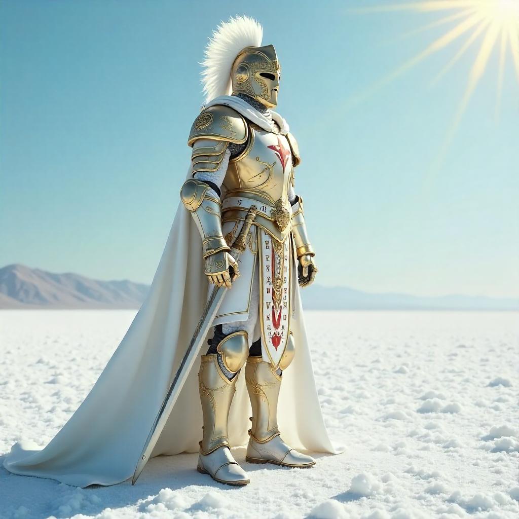 Radiant Paladin in a Salt Flat - Digital Art