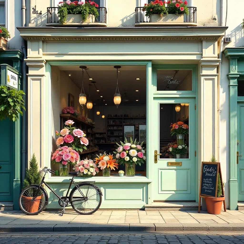 Charming Flower Shop Exterior with Display