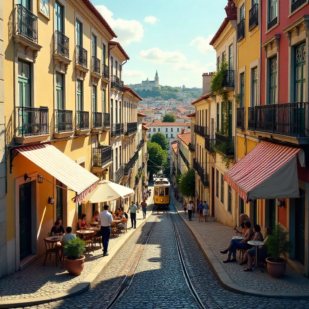 Lisbon Street View: Classic Architecture and Urban Life