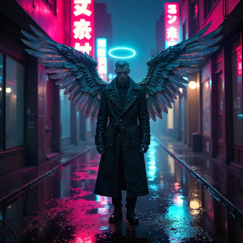 Neon Angel: A Cyberpunk Night Portrait