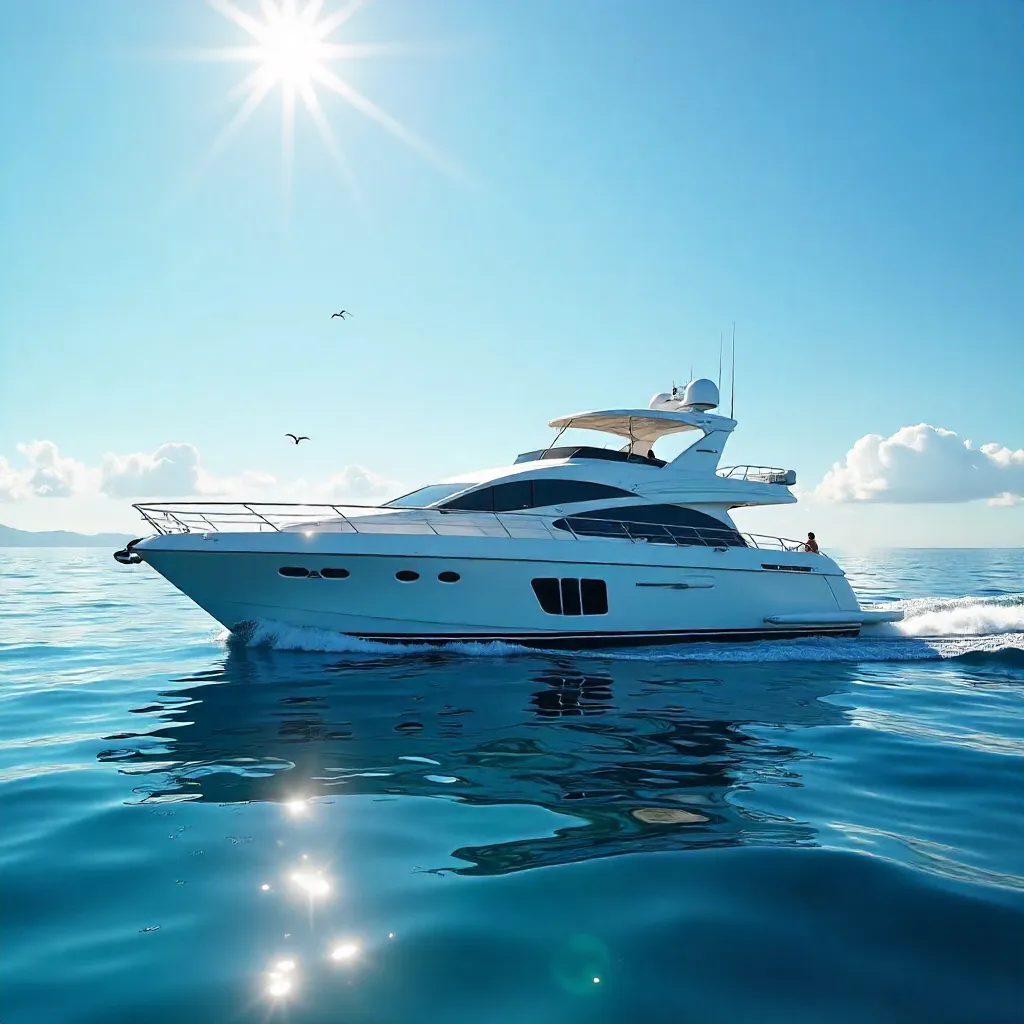 Tranquil Yacht Gliding over a Glassy Blue Ocean