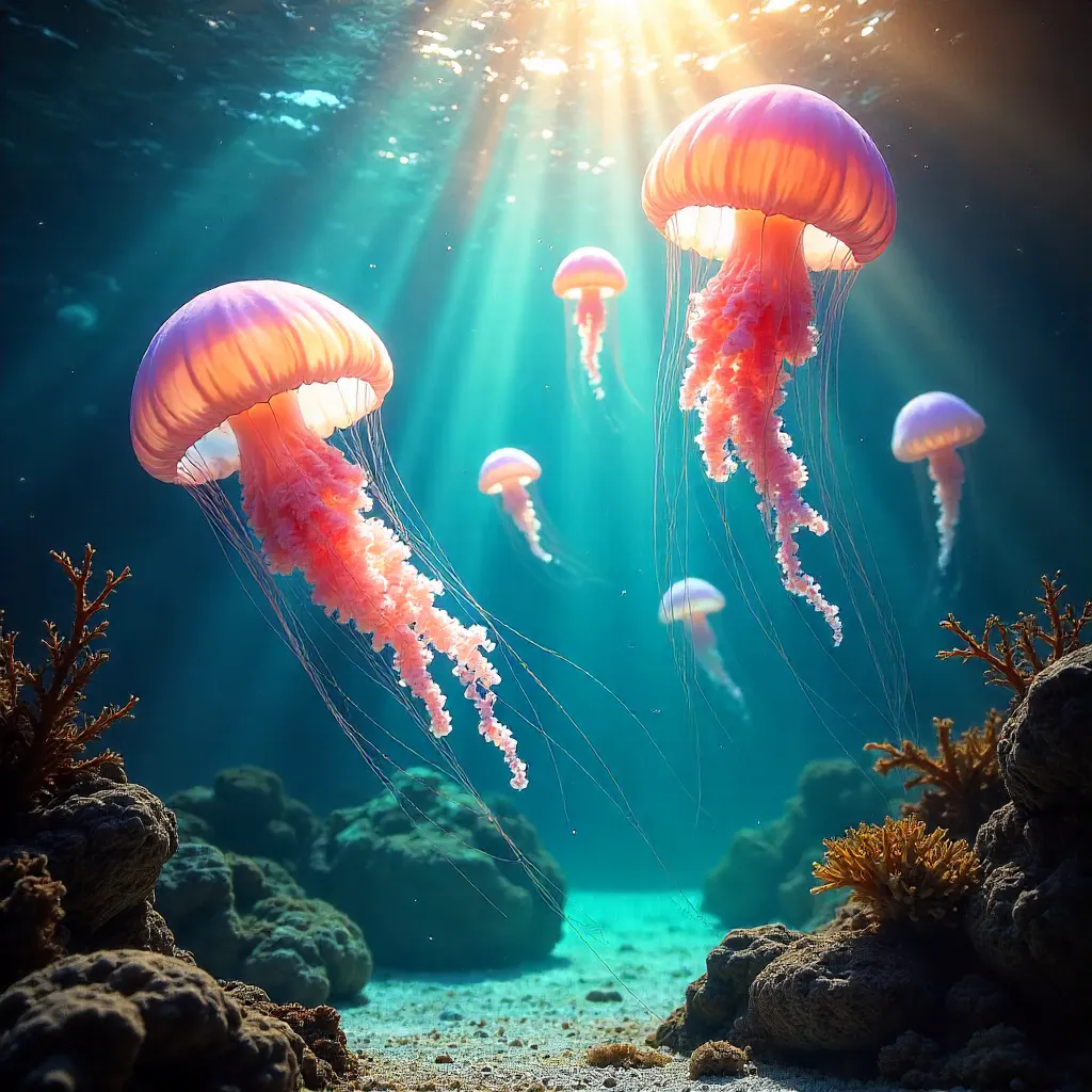 Elegant Jellyfish in a Miami Aquarium Glow